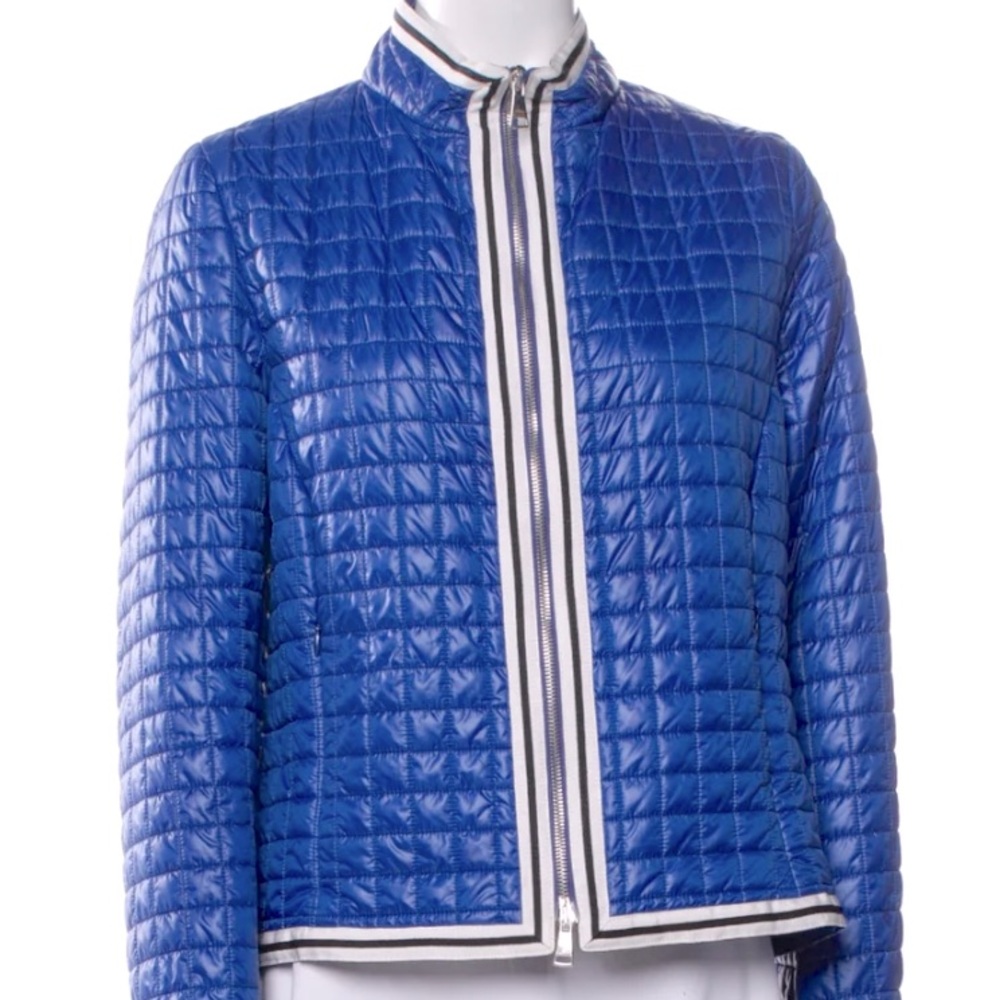 Les Copains Blue Puffer Jacket with Striped Trim P2P 20 in